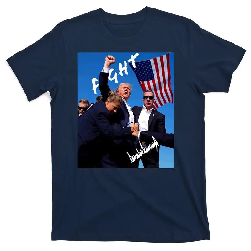Donald Trump Signature Fight for the USA United States of America Iconic Rally T-Shirt