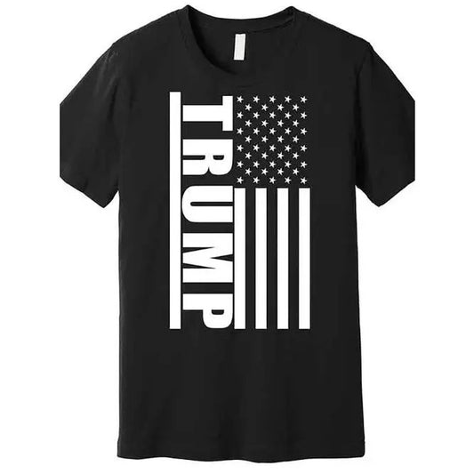 Donald Trump Simple Flag Premium T-shirt, Funny Men's Short Sleeve Graphic T-shirt Collection Black Made in USA