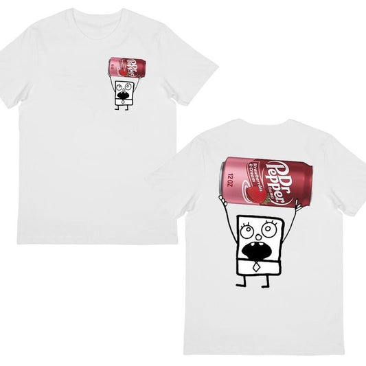 Doodlebob Dr Peppper Strawberries & Scream T- Shirt, Funny Meme Graphic Tee, Trendy Soda Lover Gifts