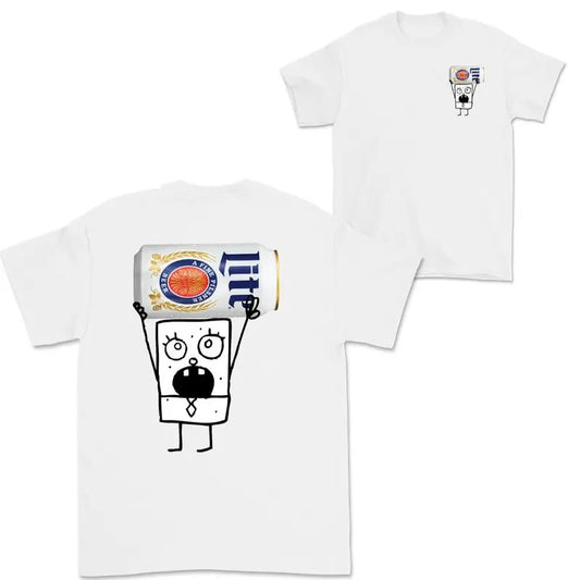 Doodlebob Miler Lite Essential 2 Sided T-Shirt, Funny Drinking T-Shirt, Miler Lite T-Shirt ,For Men - For Women