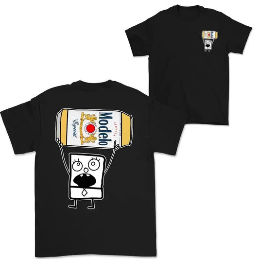 Doodlebob Modelo Beer Essential 2 Sided T-Shirt Funny Drinking T-Shirt Summer T-Shirt Full Color Unisex Perfect Gift for Men & Women Menswear Top