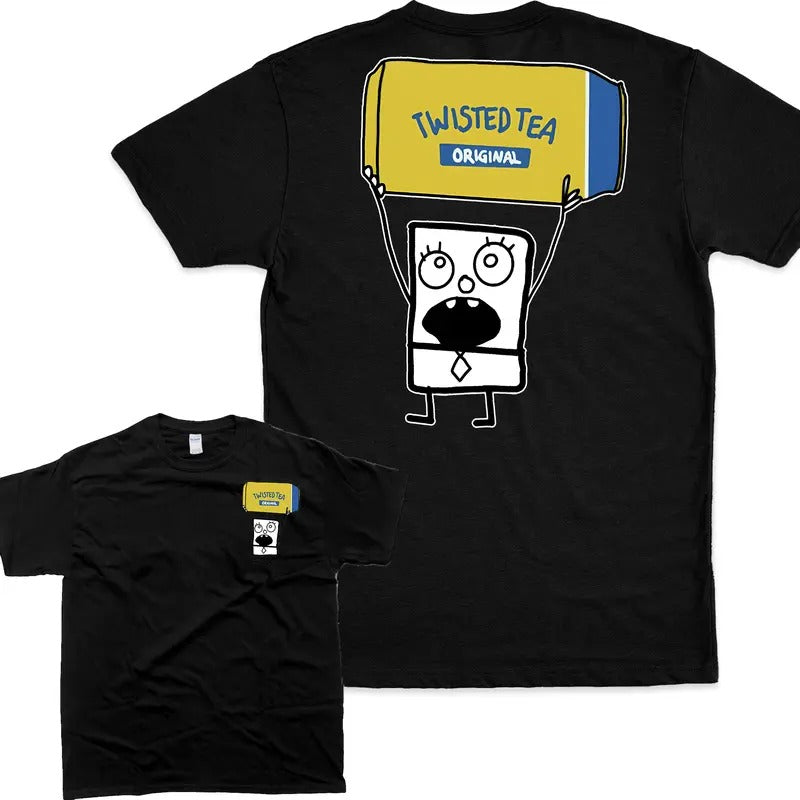 Doodlebob Twisted Tea Essential 2 Sided T-Shirt, Funny Drinking T-Shirt For Men, For Women, Menswear Soft