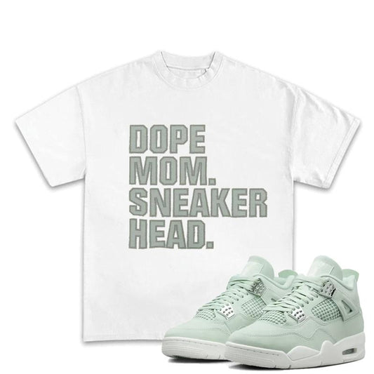 Dope Mom Sneakerhead Match 4s Seafoam Outfits Sneakers, Unisex Fitted Cotton T-shirt, Y2K Streetwear Graphic Tee for Daily Wear