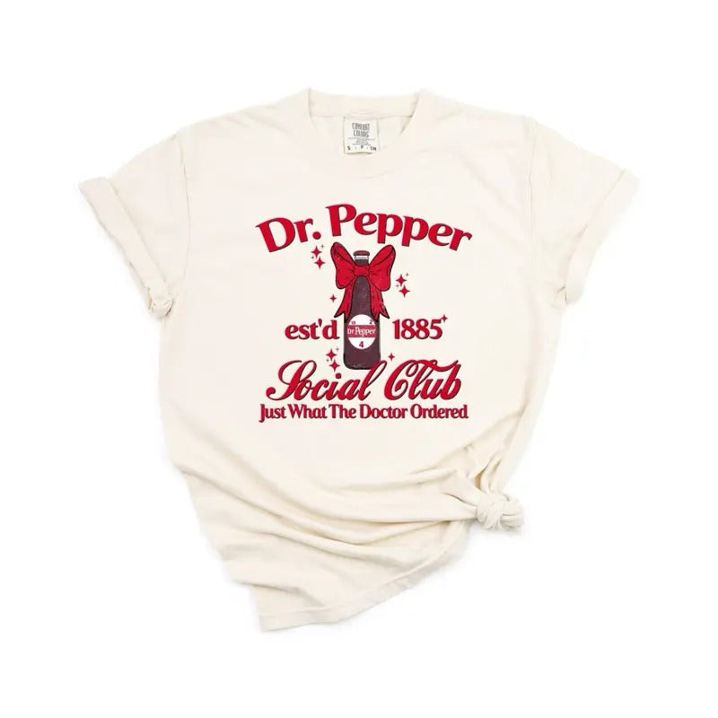 Dr. P Soda bow social club  | ivory comfort colors t shirt