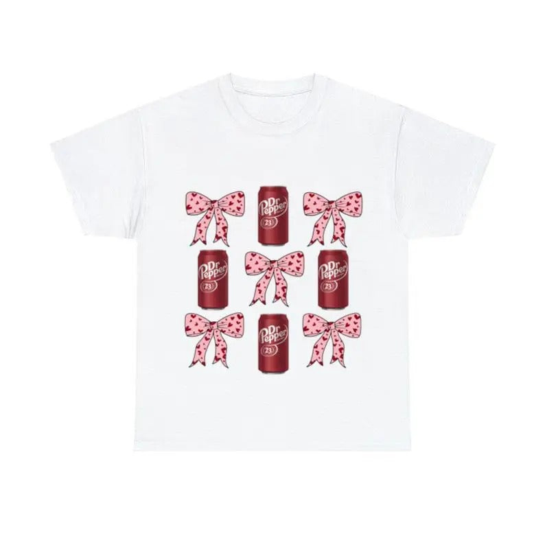 Dr.Pepper Coquette Bow Pink T-shirt, Retro Soda Dr Pepper Shirt, Casual Classic Cotton Shirt Gift For Men And Women...