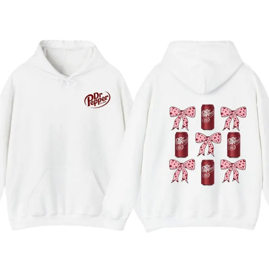 Dr Pepper Coquette Bow Pink T-Shirt Hoodie, Full color, unisex