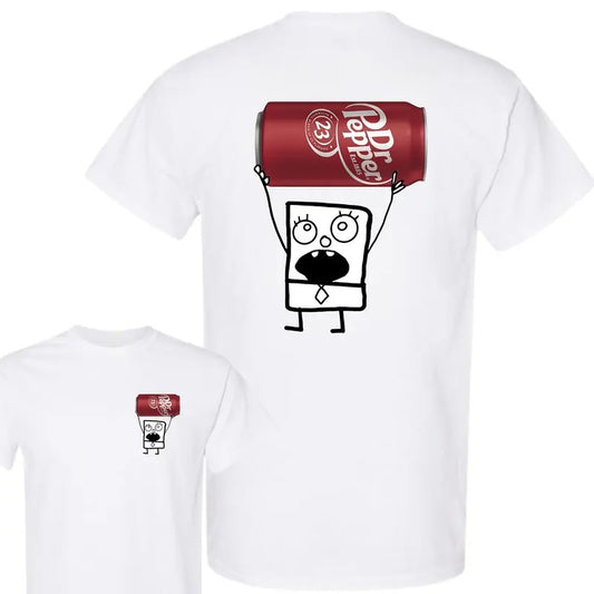 Dr Pepper Doodlebob T-shirt , Doodlebob Shirt, Dr Pepper Shirt, Double Sided Graphic Printed Unisex Classic Cotton T-Shirts in all Sizes all Colors for Men and for Women