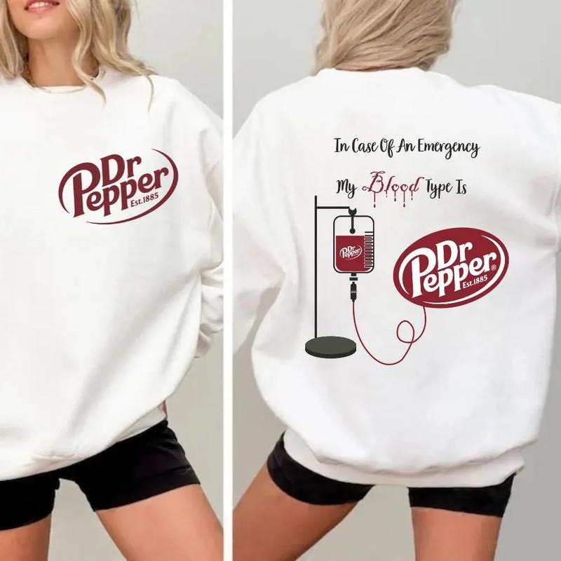 Dr. Pepper Sweatshirt, My Blood Type is Dr. Pepper Sweatshirt, Cute Dr Pepper Crewneck, Gift For Her, Soda Sweatshirt,...
