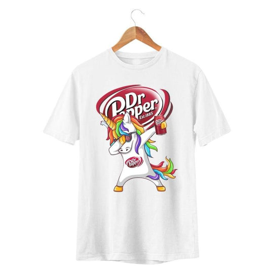 Dr_Pepper_Unicorn_Dabbing_Shirt_Top_Unisex_T-Shirt _Cotton T-Shirt, Perfect Tee Casual Crewneck