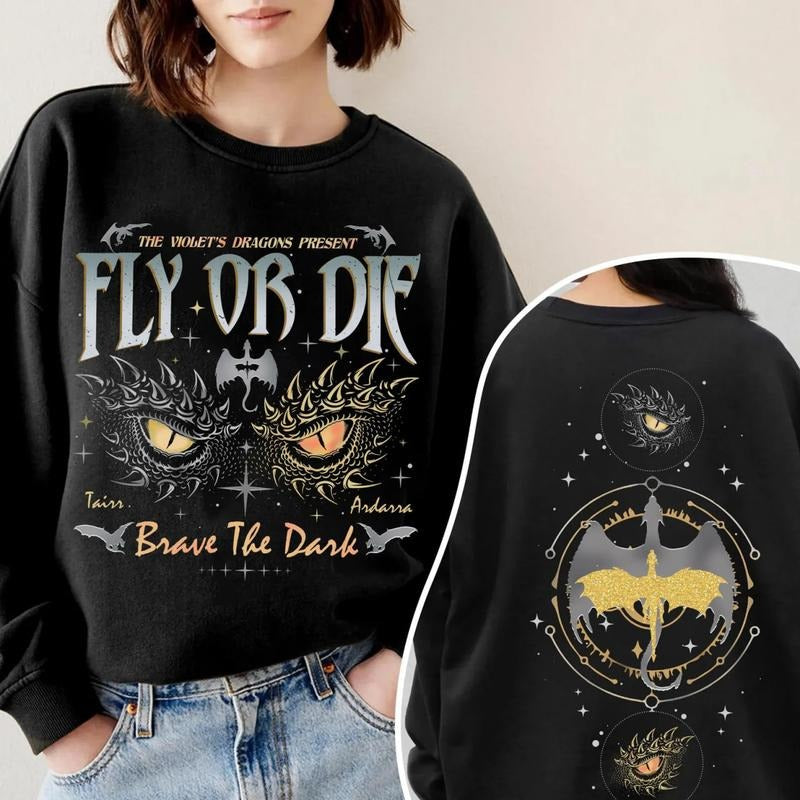 Dragon Rider Fly Or Die T-Shirt, Onyx Storm Brave The Dark Shirt, Fourth Wing Series Sweatshirt, Onyx Storm Sweater,...