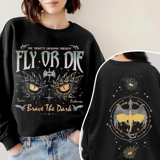 Dragon Rider Fly Or Die T-Shirt, Onyx Storm Brave The Dark Shirt, Fourth Wing Series Sweatshirt, Onyx Storm Sweater,...