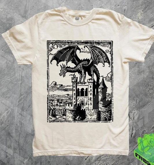Dragon Vintage Dark Art Graphic Shirt, 90s Tattoo, Retro Medieval Y2k Tshirt, Dreamy Abstract Art, Dragon Lovers Gift Tee, Grimdark, Baggy