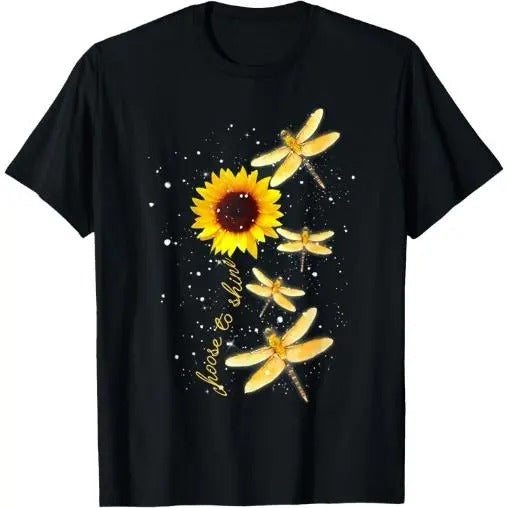 Dragonfly Sunflower Teacher Growth Mindset Choose To Shine T-Shirt  Made in USA