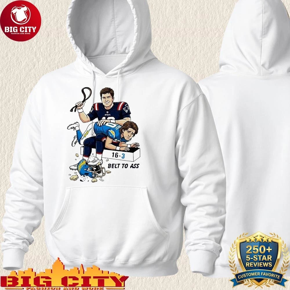 Drake Maye Patriots Belt To Ass 16-3 cartoon shirt