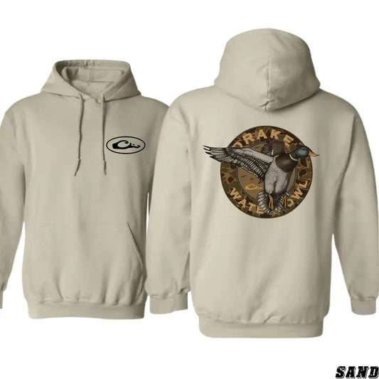 Drake Waterfowl Hoodie - Bold Flying Duck and Camo Design, Perfect for Waterfowl Hunters and Outdoor Enthusiasts, Unisex Hoodie Offering Comfort, Showcasing Southern Hunting Heritage and Love for the Outdoors Menswear Sweaters