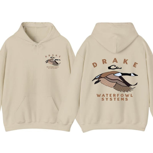 Drake Waterfowl Systems Hoodie - classic with a striking duck graphic design, unisex waterfowl and outdoor enthusiast...