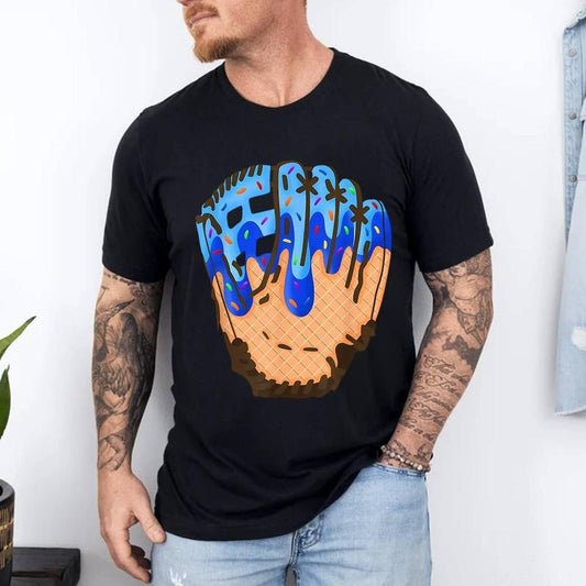Drippy Baseball Glove with Ice Cream Cone Tee T-Shirt | 100% Cotton Tee, Top Menswear