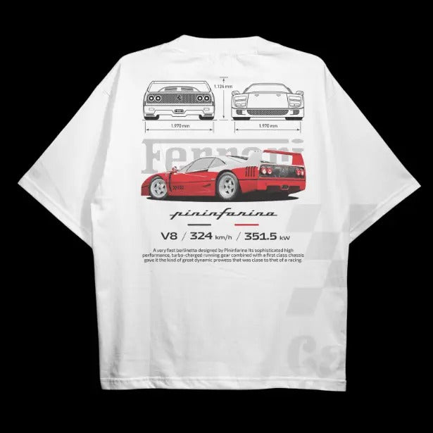 Drive in Style: Car-Themed T-Shirts, F40 T-Shirt, F40 Technical Specs T-Shirt, Ride the Style, Racing Shirt, Sport Car Shirt Menswear Top