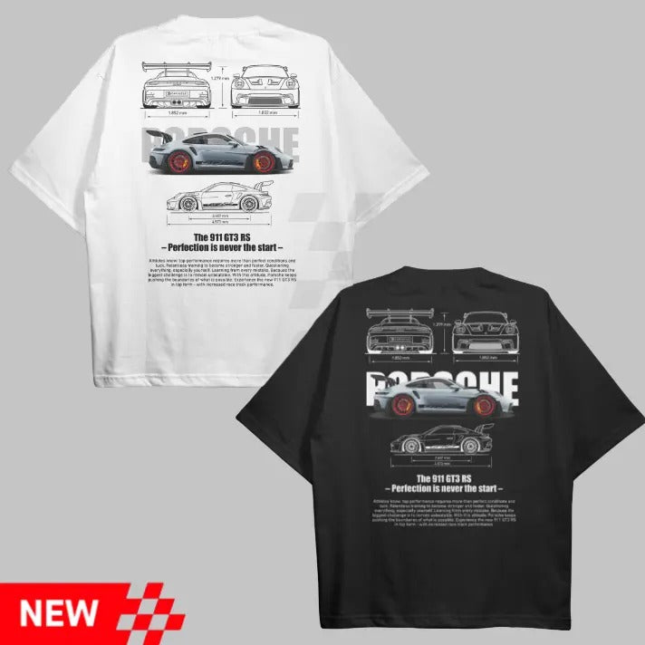 Drive in Style: Car-Themed Vintage Graphic Tees, Porsche T-Shirt, 911 GT3 RS Technical Specs Shirts, Sport Car Gift Shirt Top Menswear Streetwear