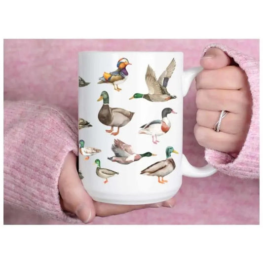 Duck Mug, Duck lover gift for mom, Cute birder mug, Bird nerd coffee cup with Mallard, Stocking stuffer Ceramic Drinkware