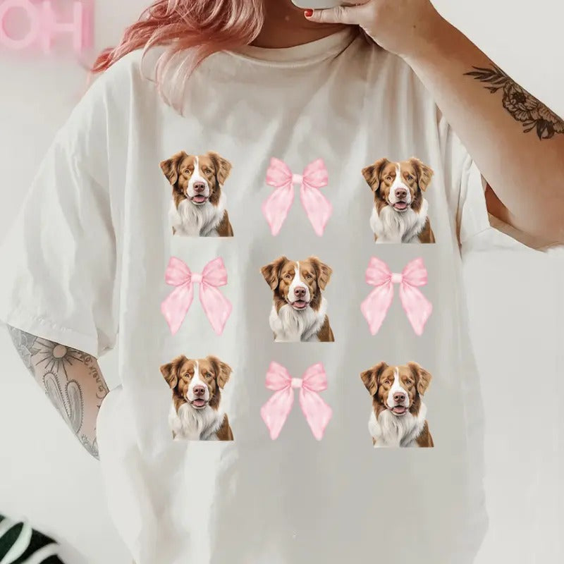 Duck Tolling Retriever and bows Shirt~ Unisex Apparel Relaxed Fit Printed In The USA Clothing Womenswear Casual Comfort Cotton Top Athletic Boho Chic