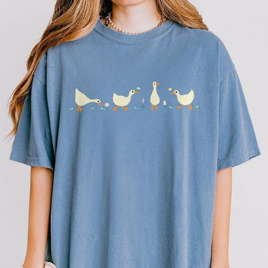 Ducks and Flowers Comfort Shirt, Funny Goose Shirt, Cute Duck Aesthetic Shirt, Funny Goose Shirt, Comfort Shirt for Her, Goose Lover Tee, Cute Duck Couple Clothing, Sarcastic Goose Gifts, Comfort Shirt Unisex Oversized Graphic Tee, Women Top