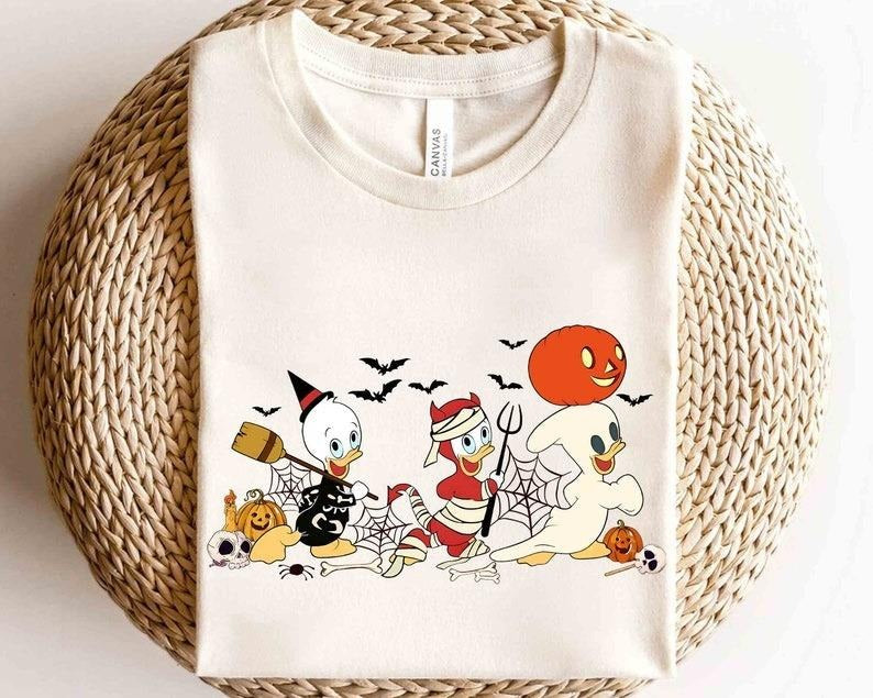Ducktales Huey Dewey And Louie Halloween T-Shirt, Not So Scary Party Tee, Family Halloween 2024 Trip