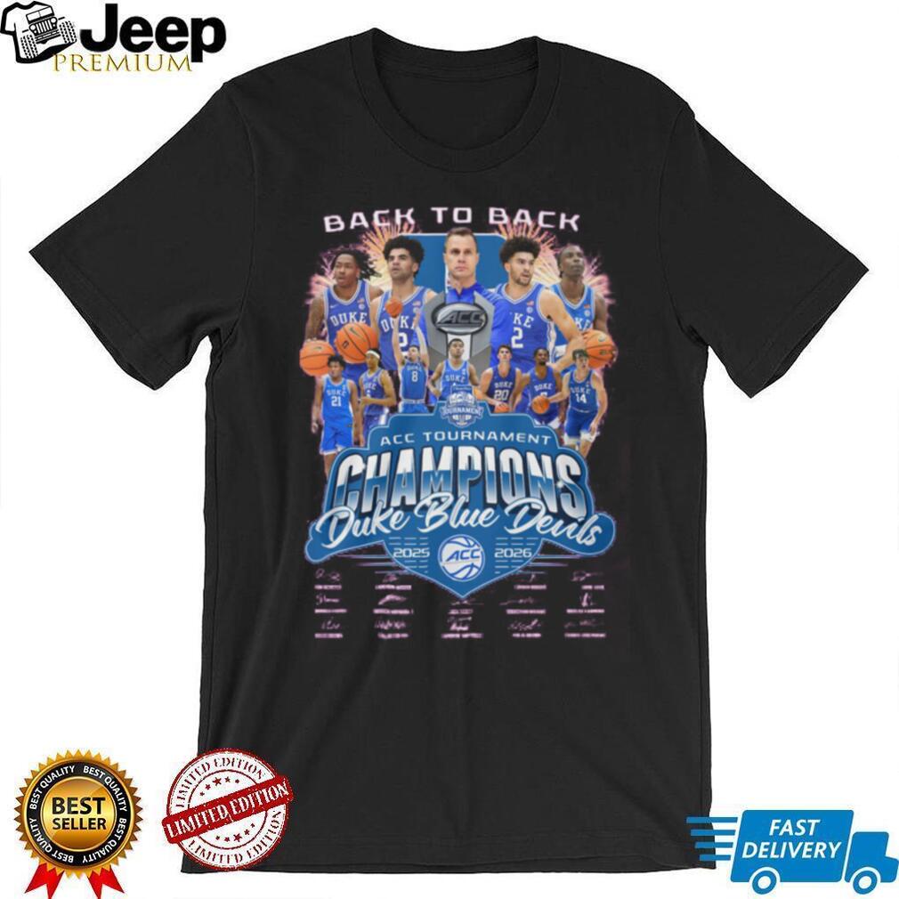 Duke Basketball Back to Back ACC Tournament Champions 2025 2026 Pink T Shirt