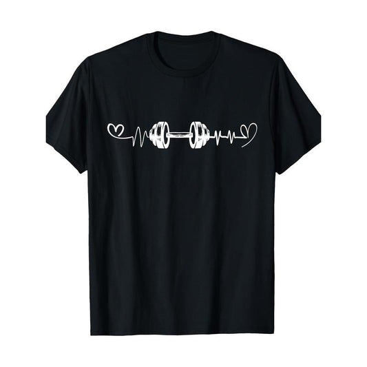 Dumbbell Pulse Fun Gym Fitness Heartbeat Fitness Vibration Men's 100% cotton T-shirt Made in USA Hoodie, Sweatshirt