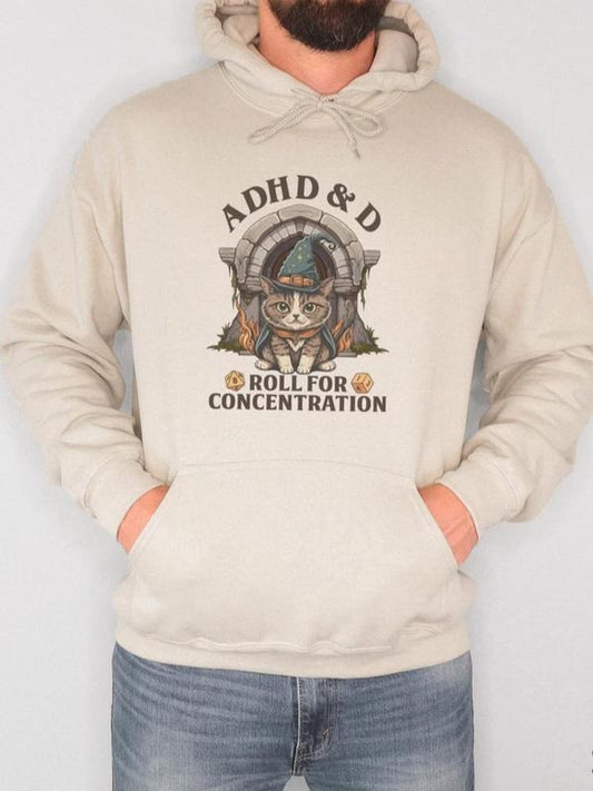 Dungeons ADHD&D ADHD Roll for Concentration, Dungeons and Dragons Sweatshirt, DND, Dungeon Master, Unisex Hoodie Hooded Sweatshirt