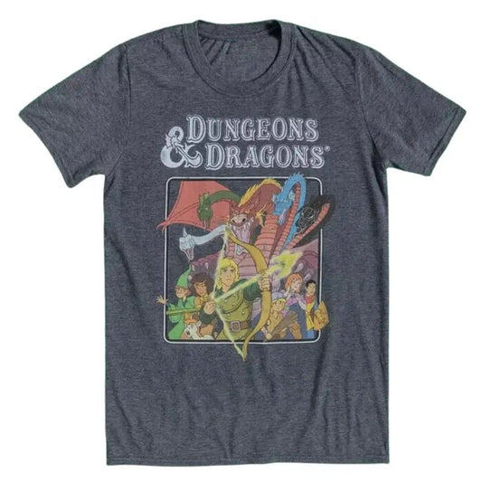 Dungeons And Dragons Cartoon Navy Marl T-Shirt