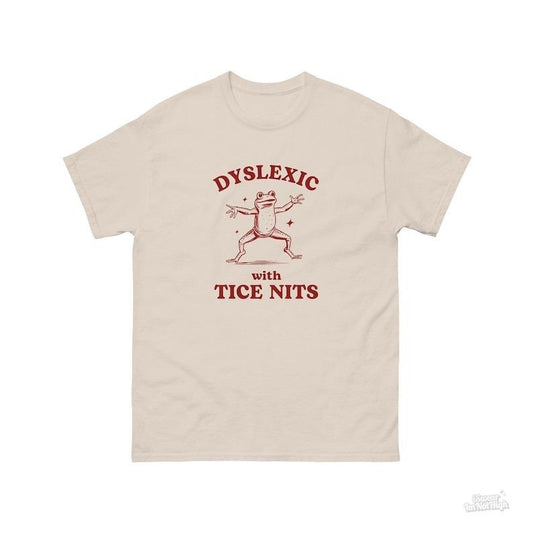 Dyslexic With Tice Nits, Funny Dyslexia Shirt, Frog T Shirt, Dumb Y2k Shirt, Stupid Vintage Shirt, Sarcastic Cartoon Tee, Silly Meme Shirt