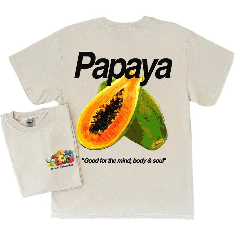 EAT GOOD - PAPAYA Short Sleeve Shirt, fruit lover,  vintage style Crewneck Cotton Hoodie, Sweatshirt | WearSparks.com