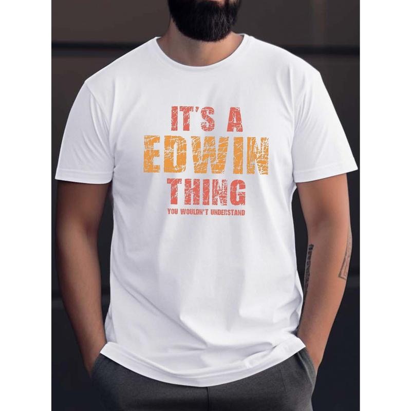 EDWIN Thing" Men's Graphic T-shirt - casual short sleeves, breathable, summer chic top Made in USA