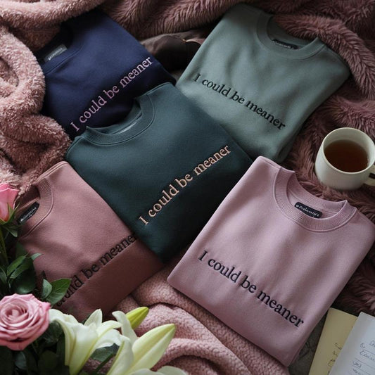 EMBROIDERED I Could Be Meaner Sweatshirt, Spicy Attitude Crewneck, Sarcastic Parent Sweater, Confident Friend Gifts, Mean Friend Shirts