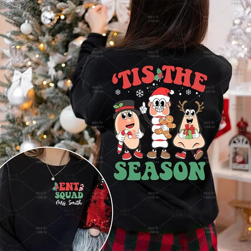 ENT Nurse Christmas Tshirt, Unisex Xmas Shirt for Student, Otolaryngologist Gift - Fabric, Pullover