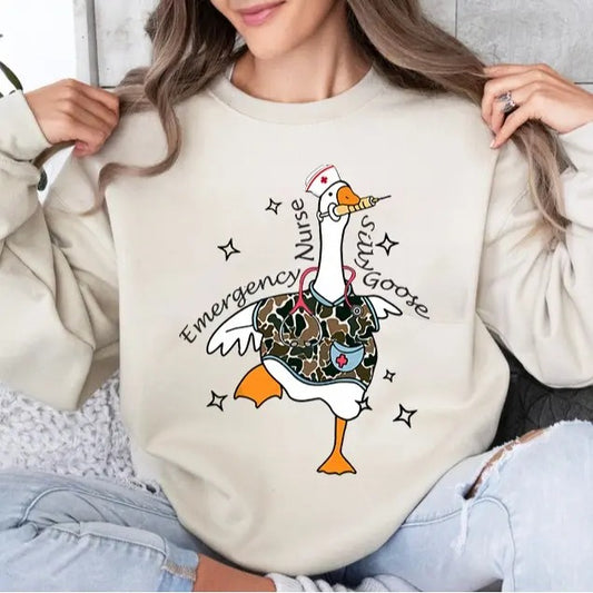 ER Nurse Silly Goose Shirt, ER Nurse Sweatshirt, Emergency Nurse Sweater, Camo Shirt, Camo Silly Goose Shirt, Unisex Shirt, Gift For Him, Gift For Her