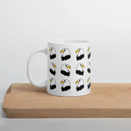 Eagle Bird of Prey Glossy Ceramic Bird Mug - Coffee Mug with Repeated Pattern - 11oz 15oz