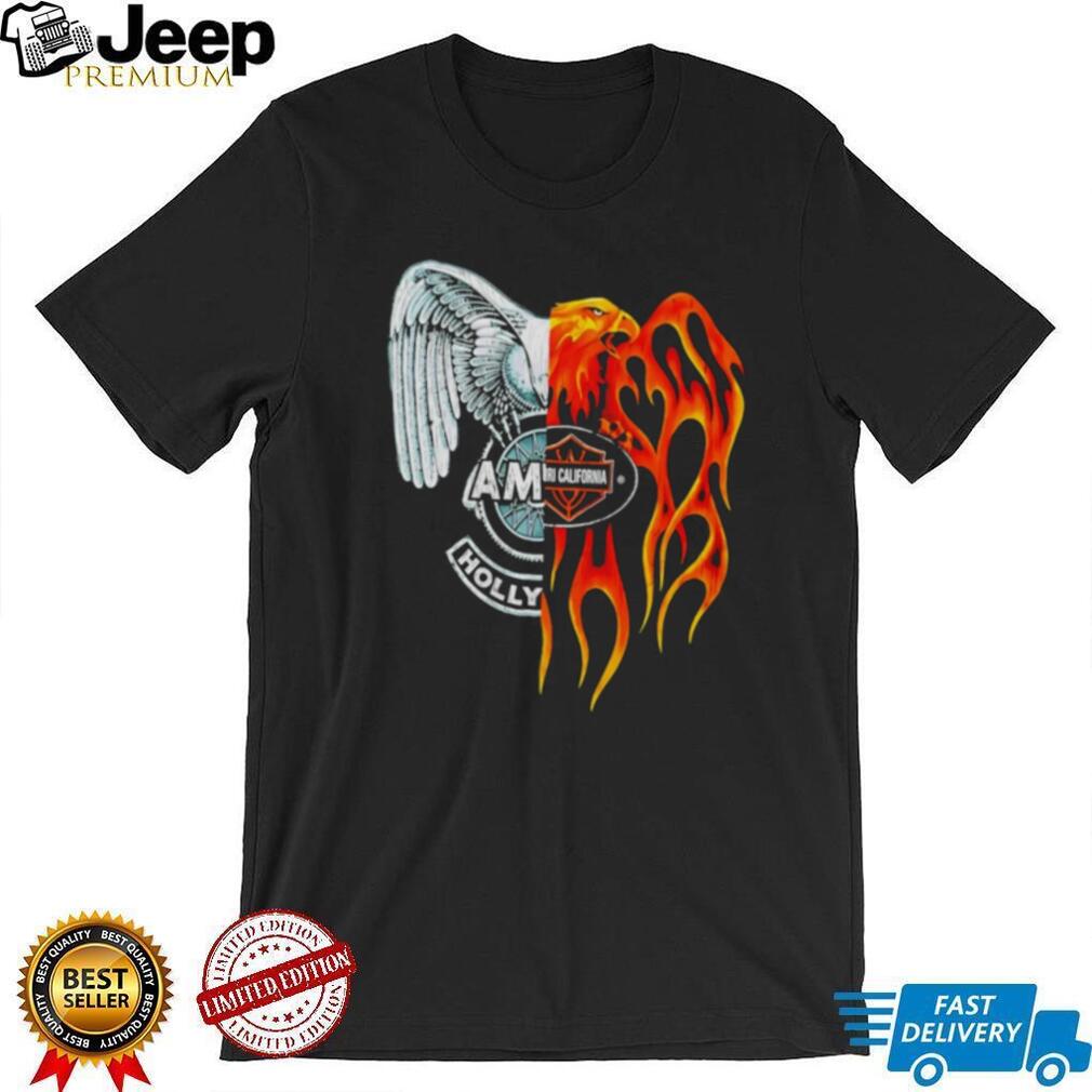 Eagle and Phoenix Fire and Ice Split Graphic Biker T Shirt