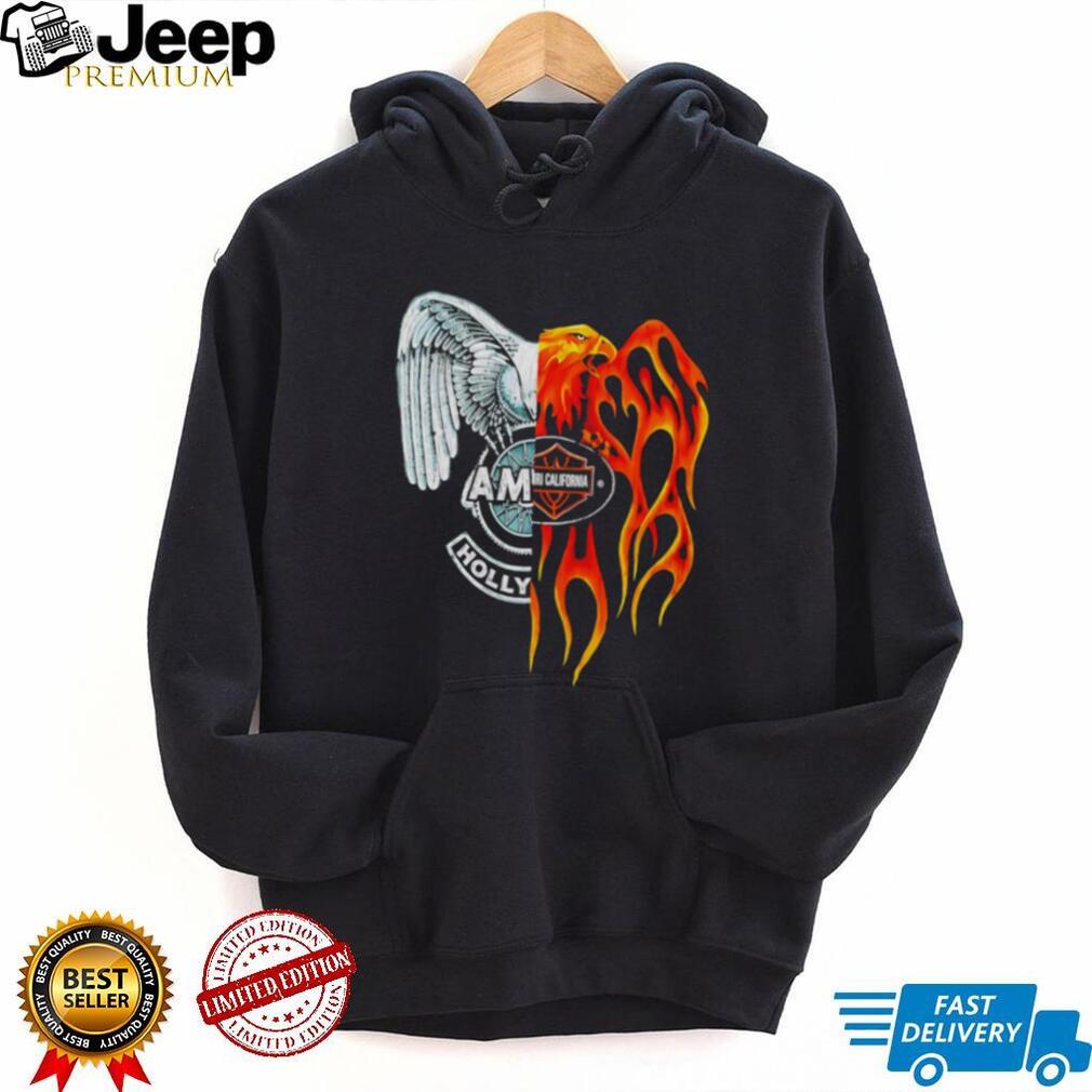 Eagle and Phoenix Fire and Ice Split Graphic Biker T Shirt