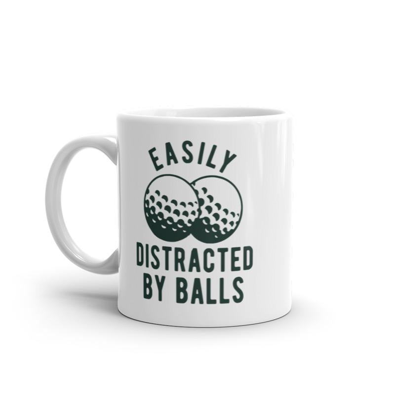 Easily Distracted By Balls Mug Funny Golf Ball Graphic Novelty Coffee Cup-11oz Funny Coffee Mugs Ceramic Printed Drinkware Cup
