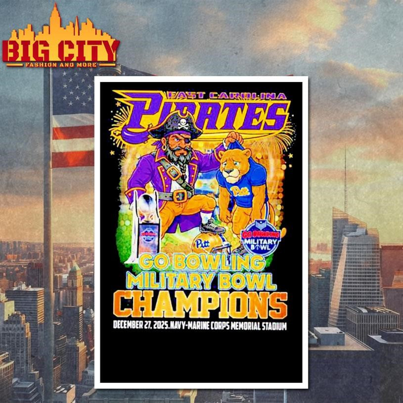 East Carolina Pirates 2025 Go Bowling Military Bowl Champions Shirt