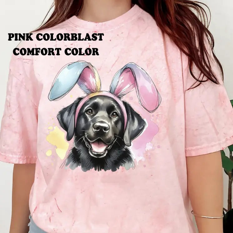 Easter Black Lab Dog Shirt ~ Unisex Apparel Relaxed Fit Printed In The USA Clothing Womenswear Casual Comfort Cotton