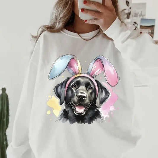 Easter Black Lab Sweatshirt ~ Sweatshirt Unisex Apparel Relaxed Fit Printed in the USA Clothing Womenswear Casual and Comfortable