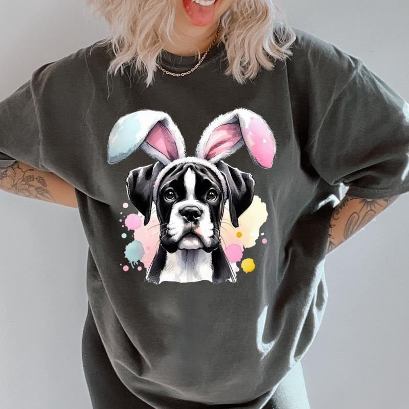 Easter Black and White Boxer Shirt ~ Unisex Apparel Relaxed Fit Printed In The USA Clothing Womenswear Casual Comfort Cotton