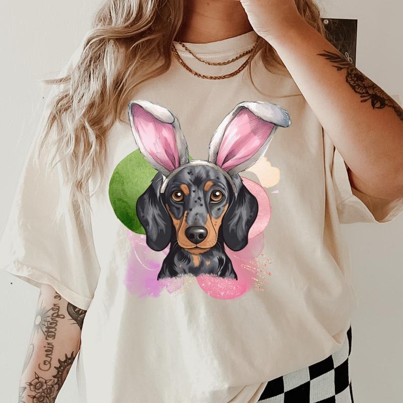 Easter Blue Dapple Dachshund Shirt ~ Unisex Apparel Relaxed Fit Printed In The USA Clothing Womenswear Casual Comfort Cotton