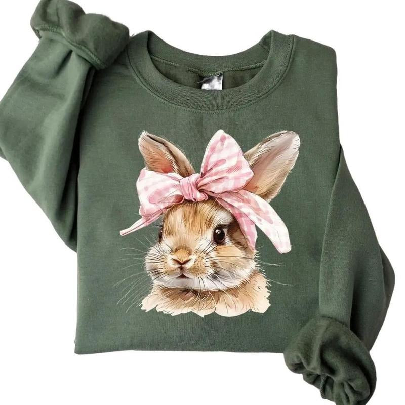 Easter Bunny Sweatshirt, Retro Easter Sweater, Coquette Bow Bunny Sweater, Easter Bunny Sweater, Cute Bunny Easter Day Gift, Bunny Sweatshirt