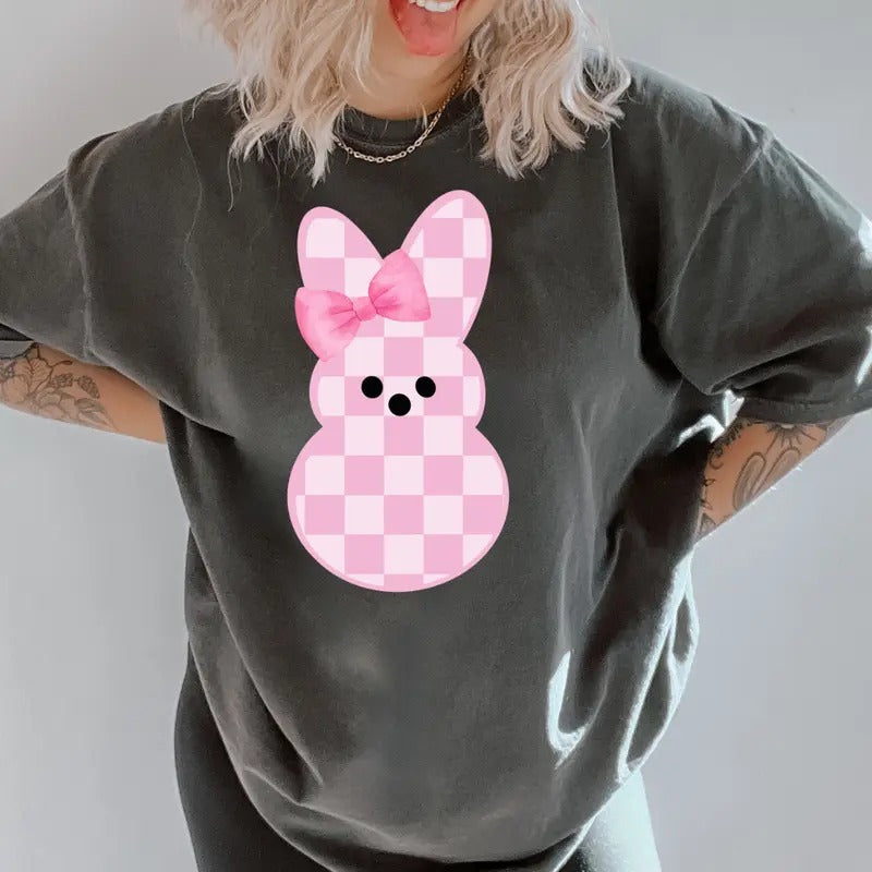 Easter Checkered Peep Shirt ~ Unisex Apparel Relaxed Fit Printed In The USA Clothing Womenswear Casual Comfort Cotton Top Athletic Boho Chic