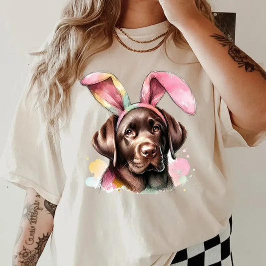 Easter Chocolate Lab Shirt ~ Unisex Apparel Relaxed Fit Printed In The USA Clothing Womenswear Casual Comfort Cotton Top Athletic Boho Chic