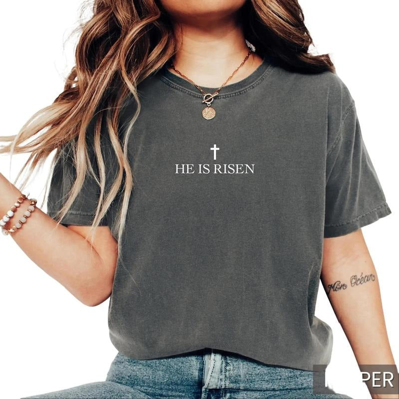 Easter Christian Shirt He is Risen Shirt Easter Jesus Tshirt Religious Easter Gift Comfort Colors Christian Tee Religious Easter T Shirt